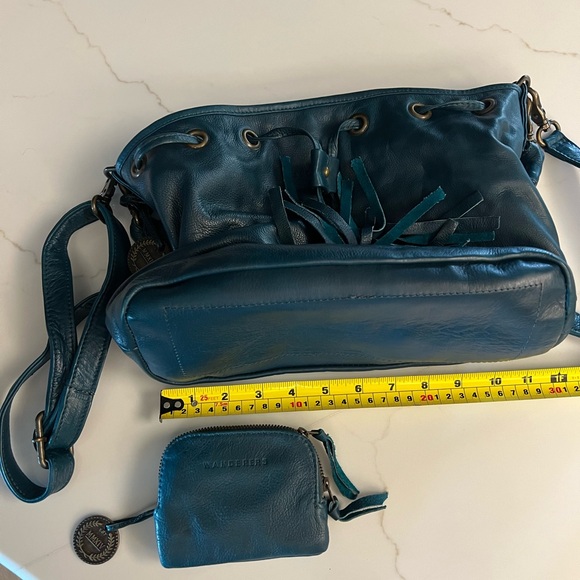 The Wanderers leather crossbody & coin purse Teal/Green - Picture 6 of 8